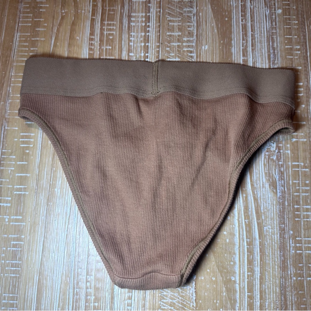 SKIMS Ribbed High-Waist Briefs in Brown - Picture 4 of 4